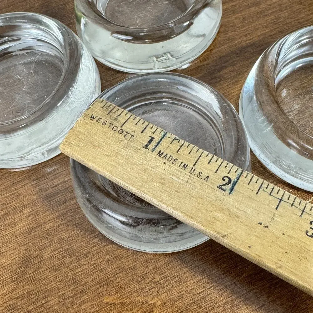 Vintage Hazel Atlas Clear Glass Furniture Coasters Caster Crystal Rock Holders